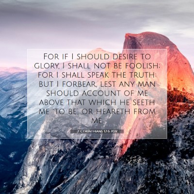 Picture 07 - 2 Corinthians 12:6 ASV - For if I should desire to glory, I shall not be - Bible Verse Picture