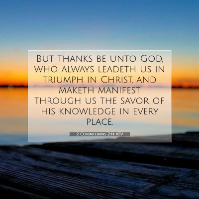 Picture 07 - 2 Corinthians 2:14 ASV - But thanks be unto God, who always leadeth us in - Bible Verse Picture