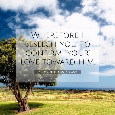 Picture 07 - 2 Corinthians 2:8 ASV - Wherefore I beseech you to confirm `your' love - Bible Verse Picture