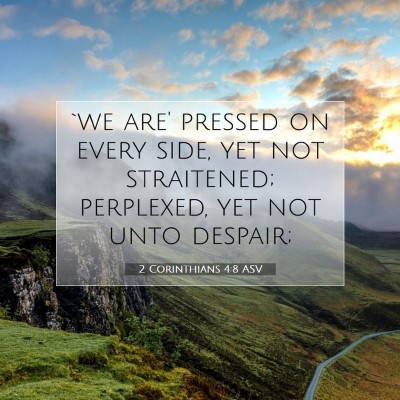 Picture 07 - 2 Corinthians 4:8 ASV - `we are' pressed on every side, yet not - Bible Verse Picture