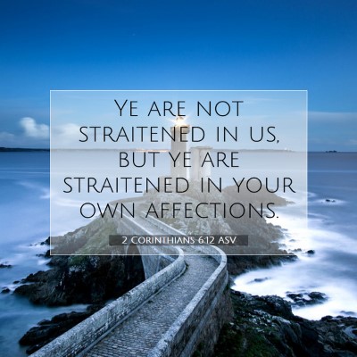 Picture 07 - 2 Corinthians 6:12 ASV - Ye are not straitened in us, but ye are - Bible Verse Picture