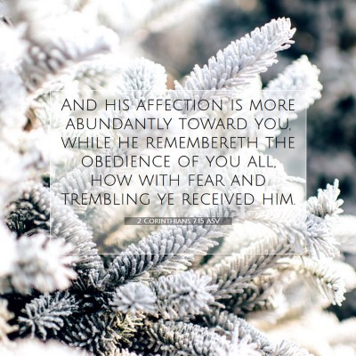 Picture 07 - 2 Corinthians 7:15 ASV - And his affection is more abundantly toward you, - Bible Verse Picture