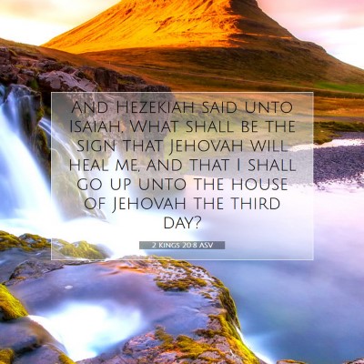 Picture 07 - 2 Kings 20:8 ASV - And Hezekiah said unto Isaiah, What shall be the - Bible Verse Picture