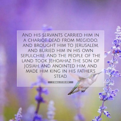 Picture 07 - 2 Kings 23:30 ASV - And his servants carried him in a chariot dead - Bible Verse Picture