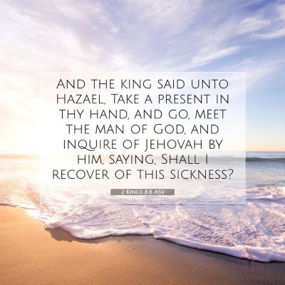 Picture 07 - 2 Kings 8:8 ASV - And the king said unto Hazael, Take a present in - Bible Verse Picture