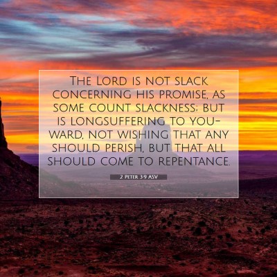 Picture 07 - 2 Peter 3:9 ASV - The Lord is not slack concerning his promise, as - Bible Verse Picture