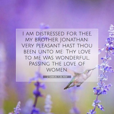 Picture 07 - 2 Samuel 1:26 ASV - I am distressed for thee, my brother Jonathan: - Bible Verse Picture