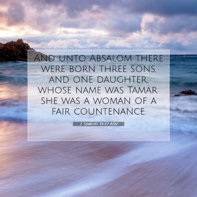 Picture 07 - 2 Samuel 14:27 ASV - And unto Absalom there were born three sons, and - Bible Verse Picture
