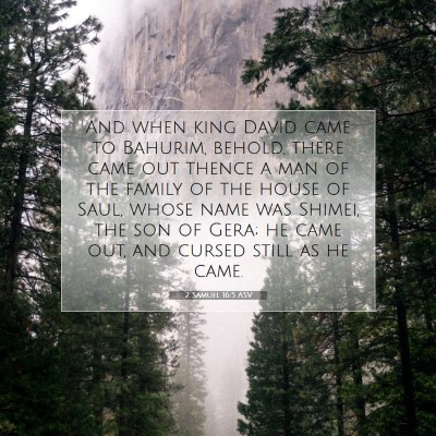 Picture 07 - 2 Samuel 16:5 ASV - And when king David came to Bahurim, behold, - Bible Verse Picture