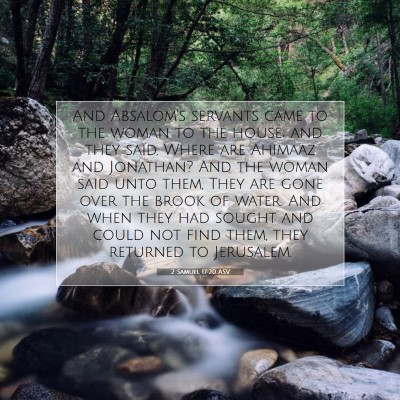 Picture 07 - 2 Samuel 17:20 ASV - And Absalom's servants came to the woman to the - Bible Verse Picture