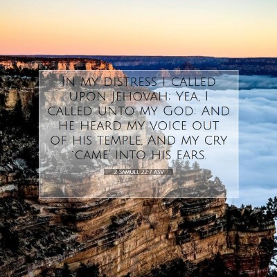 Picture 07 - 2 Samuel 22:7 ASV - In my distress I called upon Jehovah; Yea, I - Bible Verse Picture