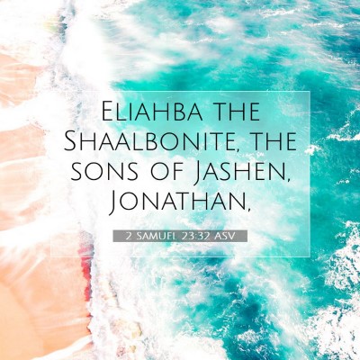 Picture 07 - 2 Samuel 23:32 ASV - Eliahba the Shaalbonite, the sons of Jashen, - Bible Verse Picture
