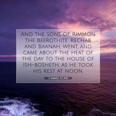 Picture 07 - 2 Samuel 4:5 ASV - And the sons of Rimmon the Beerothite, Rechab and - Bible Verse Picture