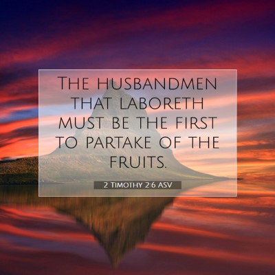 Picture 07 - 2 Timothy 2:6 ASV - The husbandmen that laboreth must be the first to - Bible Verse Picture