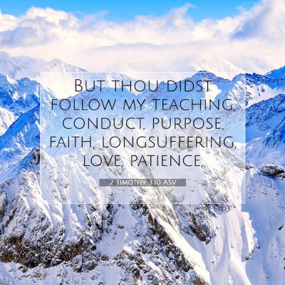Picture 07 - 2 Timothy 3:10 ASV - But thou didst follow my teaching, conduct, - Bible Verse Picture