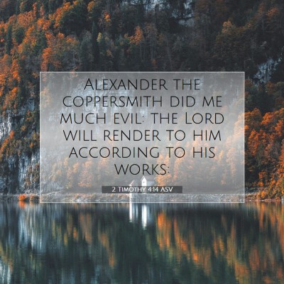 Picture 07 - 2 Timothy 4:14 ASV - Alexander the coppersmith did me much evil: the - Bible Verse Picture