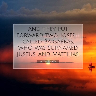 Picture 07 - Acts 1:23 ASV - And they put forward two, Joseph called - Bible Verse Picture