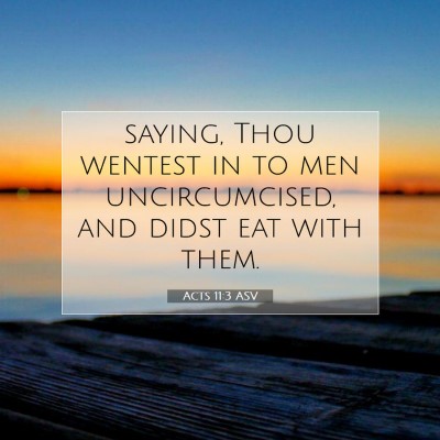 Picture 07 - Acts 11:3 ASV - saying, Thou wentest in to men uncircumcised, and - Bible Verse Picture