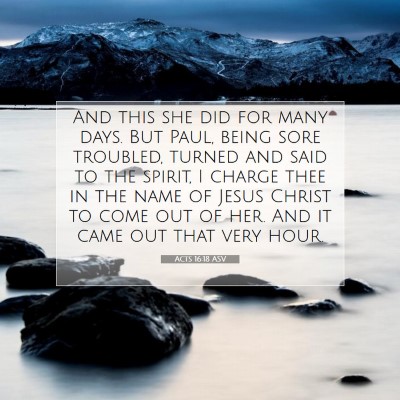Picture 07 - Acts 16:18 ASV - And this she did for many days. But Paul, being - Bible Verse Picture