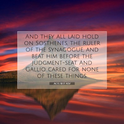 Picture 07 - Acts 18:17 ASV - And they all laid hold on Sosthenes, the ruler of - Bible Verse Picture