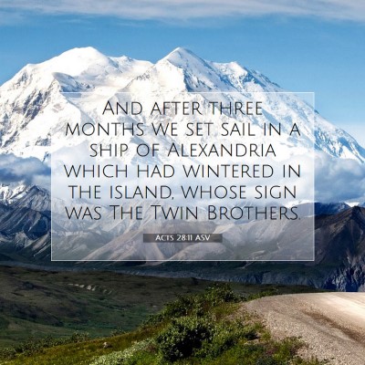 Picture 07 - Acts 28:11 ASV - And after three months we set sail in a ship of - Bible Verse Picture