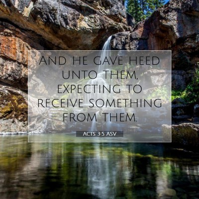 Picture 07 - Acts 3:5 ASV - And he gave heed unto them, expecting to receive - Bible Verse Picture