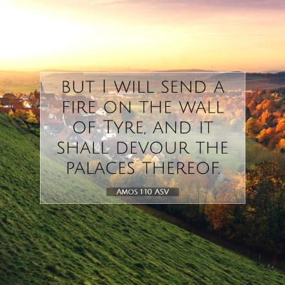 Picture 07 - Amos 1:10 ASV - but I will send a fire on the wall of Tyre, and - Bible Verse Picture