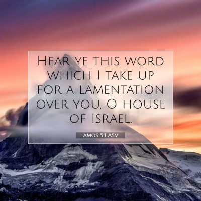 Picture 07 - Amos 5:1 ASV - Hear ye this word which I take up for a - Bible Verse Picture