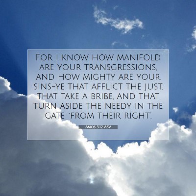 Picture 07 - Amos 5:12 ASV - For I know how manifold are your transgressions, - Bible Verse Picture