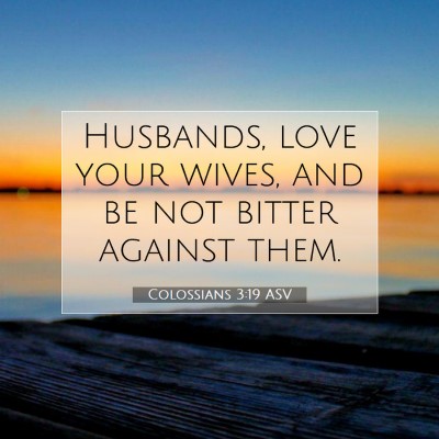Picture 07 - Colossians 3:19 ASV - Husbands, love your wives, and be not bitter - Bible Verse Picture