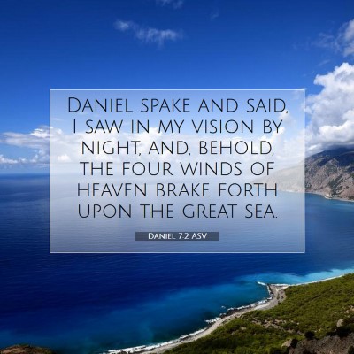 Picture 07 - Daniel 7:2 ASV - Daniel spake and said, I saw in my vision by - Bible Verse Picture