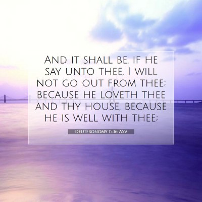 Picture 07 - Deuteronomy 15:16 ASV - And it shall be, if he say unto thee, I will not - Bible Verse Picture
