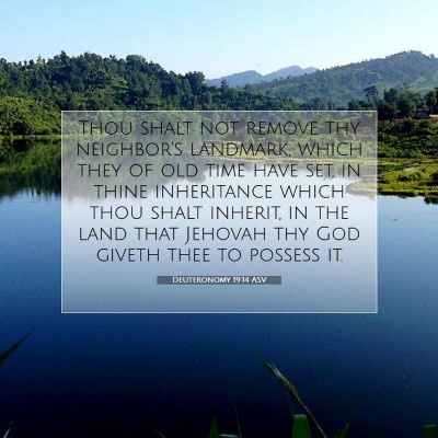 Picture 07 - Deuteronomy 19:14 ASV - Thou shalt not remove thy neighbor's landmark, - Bible Verse Picture