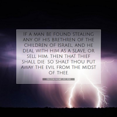 Picture 07 - Deuteronomy 24:7 ASV - If a man be found stealing any of his brethren of - Bible Verse Picture