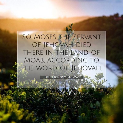 Picture 07 - Deuteronomy 34:5 ASV - So Moses the servant of Jehovah died there in the - Bible Verse Picture