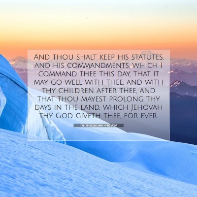 Picture 07 - Deuteronomy 4:40 ASV - And thou shalt keep his statutes, and his - Bible Verse Picture
