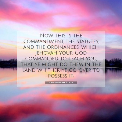 Picture 07 - Deuteronomy 6:1 ASV - Now this is the commandment, the statutes, and - Bible Verse Picture