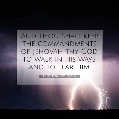 Picture 07 - Deuteronomy 8:6 ASV - And thou shalt keep the commandments of Jehovah - Bible Verse Picture