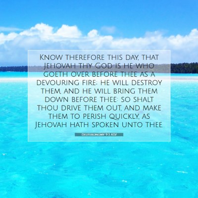 Picture 07 - Deuteronomy 9:3 ASV - Know therefore this day, that Jehovah thy God is - Bible Verse Picture