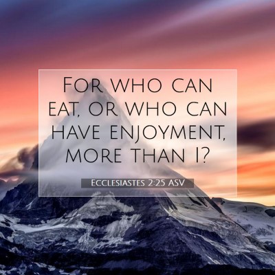 Picture 07 - Ecclesiastes 2:25 ASV - For who can eat, or who can have enjoyment, more - Bible Verse Picture