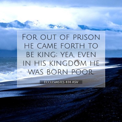 Picture 07 - Ecclesiastes 4:14 ASV - For out of prison he came forth to be king; yea, - Bible Verse Picture