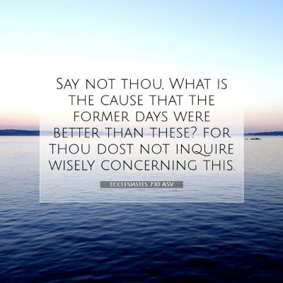 Picture 07 - Ecclesiastes 7:10 ASV - Say not thou, What is the cause that the former - Bible Verse Picture