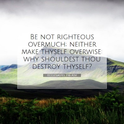 Picture 07 - Ecclesiastes 7:16 ASV - Be not righteous overmuch; neither make thyself - Bible Verse Picture