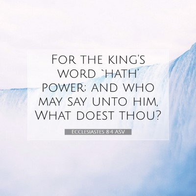 Picture 07 - Ecclesiastes 8:4 ASV - For the king's word `hath' power; and who may say - Bible Verse Picture