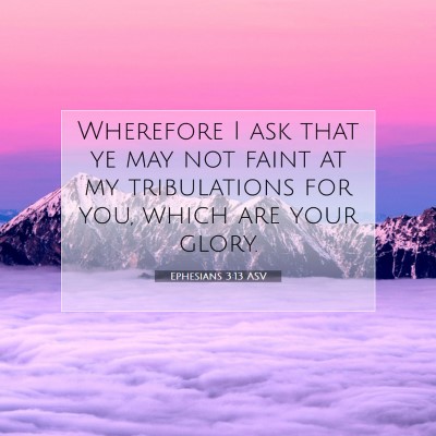 Picture 07 - Ephesians 3:13 ASV - Wherefore I ask that ye may not faint at my - Bible Verse Picture