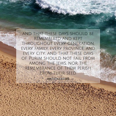 Picture 07 - Esther 9:28 ASV - and that these days should be remembered and kept - Bible Verse Picture