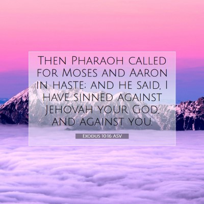 Picture 07 - Exodus 10:16 ASV - Then Pharaoh called for Moses and Aaron in haste; - Bible Verse Picture