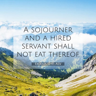 Picture 07 - Exodus 12:45 ASV - A sojourner and a hired servant shall not eat - Bible Verse Picture