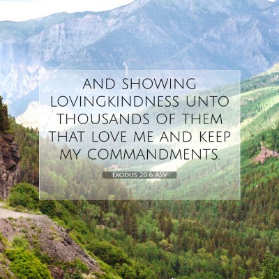 Picture 07 - Exodus 20:6 ASV - and showing lovingkindness unto thousands of them - Bible Verse Picture