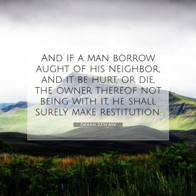Picture 07 - Exodus 22:14 ASV - And if a man borrow aught of his neighbor, and it - Bible Verse Picture